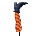 Paletti da giardino gambe di strega di Halloween con stivali glitterati e calze a righe - Arancione