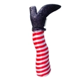 Gambe di strega di Halloween con strisce rosse bianche e stivali con glitter neri - Rosso