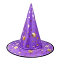 Purple Halloween wizard hat with golden stars and satin finish for cosplay and parties - Purple Star