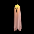 Hanging Halloween ghost light with LED warm glow and classic spooky face expression - Button Battery Style / White Large Screaming