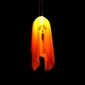 Hanging glowing Halloween ghost light in orange with a spooky face and LED glow - Button Battery Style / Orange Small Screaming