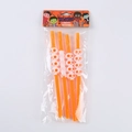Set of 4 orange flexible Halloween straws with white skull decorations in packaging - D Skull Head Style