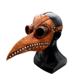 Steampunk plague doctor mask in vintage brown leather with silver rivets and goggles - Brown Punk Bird Beak