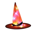 Cappello da strega arancione con luci LED multicolore e nastro nero per Halloween - Arancione