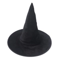 Detailed view of the velvet black wizard hat with wide brim for Halloween cosplay costumes - No Belt Style (Classic Black)