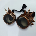 Copper steampunk goggles with metal spikes and black lenses for cosplay events - Spiked Red Copper