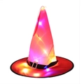 Cappello da strega rosso a LED per Halloween con luci e fibbia in argento - Rosso