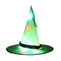 Detail of green LED glowing wizard hat showing colorful internal lights and fabric - Green