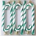 6-piece green and white spiral glitter candy cane ornaments for Christmas tree decor - 13cm / Green