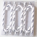 Silver and white glitter candy cane ornaments for Christmas tree decor set of 6 - 13cm / Silver