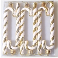 Set of 6 gold and white candy cane ornaments with glitter stripes for Christmas tree decoration - 13cm / Gold