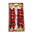 12 rote Glitzer-Weihnachtsschleifen auf Displaykarte für DIY-Kränze und Festdekoration - 12 Stück/Packung (5.5x5cm) / Roter Stoff
