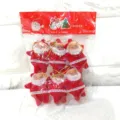Lot de 6 suspensions Père Noël floquées rouges avec cordons dorés pour sapin de Noël - Style floqué rouge / 6 Pièces/Paquet (5x6.5cm)