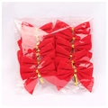 Set rote Samtschleifen mit goldenen Bindern für weihnachtliche DIY-Kranzdekorationen - 12 Stück/Packung (5.5x5cm) / Beflocktes Rot (OPP-Beutel)