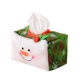 Christmas snowman tissue box cover with red and green festive fabric for table decor - Green