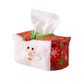 Christmas Santa Claus tissue box cover with red fabric and green snowflake patterns - Red