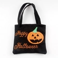 Halloween tote bag with pumpkin print and Happy Halloween text for candy collection - Pumpkin Pattern
