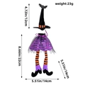 Funda de botella de vino de bruja Halloween con falda de lentejuelas y piernas a rayas - Morado