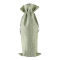 Sac à vin vert herbe en toile de jute avec cordon de serrage et texture tissée rustique - vert clair