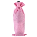 Sac à vin en toile rose avec cordon pour emballage cadeau et décoration de Noël - Rose