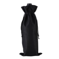 Classic black burlap wine gift bag with drawstring closure for standard bottle packaging - Black