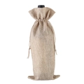 Natural jute drawstring wine bottle gift bag with rustic texture on white background - Natural Hemp