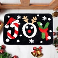 Alfombra navideña JOY con reno y copos en felpudo negro de cachemira sintética - 40x60cm (Imitación Cachemira Plástico con Puntos) / Estilo 4