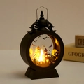 Halloween LED lantern with bat and castle silhouettes in warm yellow light - Castle