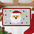 Tapis de Noël avec motif Père Noël sur sol en bois blanc pour décoration d'intérieur - 40x60cm (Imitation Cachemire Plastique Pointé) / Style 5