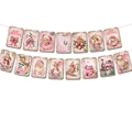 Detail of Victorian style Christmas banner with vintage hand-drawn Santa and reindeer - Vintage Christmas Style B