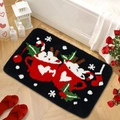 Felpudo navideño de cachemira sintética con motivos de chocolate caliente y nieve - 40x60cm (Imitación Cachemira Plástico con Puntos) / Estilo 3