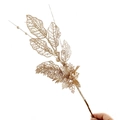 Branche artificielle dorée à paillettes avec feuilles creuses pour décor de Noël - 42cm / Gris foncé