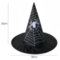 Schwarzer Halloween Hexenhut mit Spinnennetz Muster, Maße 35 cm hoch und 38 cm breit - 35*38 / Spinnennetz-Druck