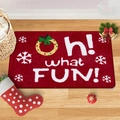 Paillasson de Noël en faux cachemire rouge avec texte festif Oh what FUN! - 40x60cm (Imitation Cachemire Plastique Pointé) / Style 9