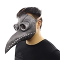 Steampunk plague doctor mask in dark grey metallic finish with rivet details and leather strap - Black Punk Bird Beak