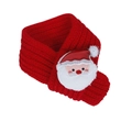 Detail of red knit pet scarf with a cute Santa Claus patch for Christmas decorations - S / Red Santa Claus