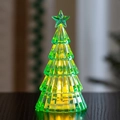 Macro detail of glowing green crystal Christmas tree with warm LED lights and faceted resin - Small-Green Warm Light