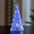 Mini glowing crystal Christmas tree table ornament with blue LED light for holiday decor - Small-Transparent Multi-color Light