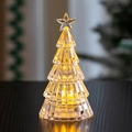 Detail of a mini crystal Christmas tree light with warm LED glow and star topper decor - Small-Transparent Warm Light