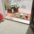 Christmas gnome welcome doormat in beige with festive red and green hat designs - Small / Three Gnomes Style (Pattern 1)