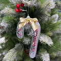 Disco-Spiegel Zuckerstange Anhänger mit goldener Schleife am Weihnachtsbaum - Gold Schleifenstil / Silber