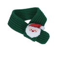 Dark green knitted pet Christmas scarf featuring a cute plush Santa Claus design - S / Green Santa