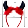 Diadema de cuernos de diablo rojos y negros con plumas para disfraces de Halloween - Cuerno Negro (Satén) Pluma Roja Banda Roja