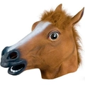 Maschera realistica in lattice a testa di cavallo marrone con striscia bianca su sfondo bianco - Cavallo Marrone