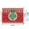 Christmas Nordic linen placemat with red knit snowflake and tree pattern 45x32cm - 32x45cm / Red Knit Ball Pattern (Style 2)