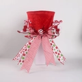 Cappello per albero di Natale in velluto rosso con bastoncini di zucchero e fiocco decorativo - Puntale Cappello Mago Stile A