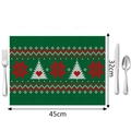 Christmas placemat with red snowflakes and trees on linen fabric, 45x32cm Nordic style - 32x45cm / Red White Green Knit Pattern (Style 7)