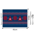 Macro detail of 45x32cm Christmas placemat with snowflake and heart tree patterns - 32x45cm / Red Blue Knit Wave (Style 4)