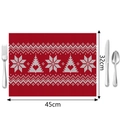 Detail view of 45x32cm red Christmas placemat with snowflake and tree patterns - 32x45cm / Red Knit Christmas Tree (Style 5)
