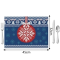 Detailed view of Nordic Christmas linen placemat with snowflake and tree patterns - 32x45cm / Blue Red White Knit Pattern (Style 1)